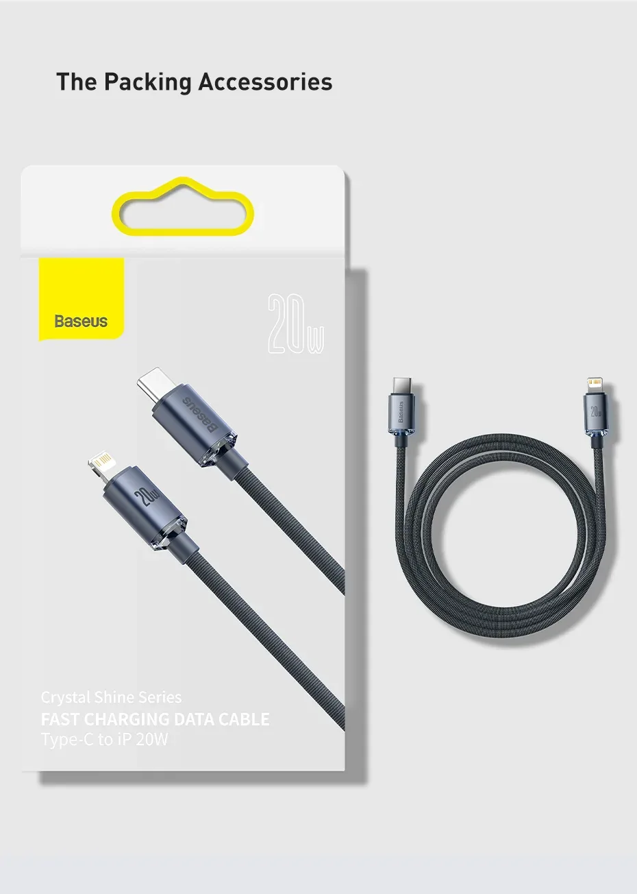 Baseus Crystal Shine Series USB-C To Lightning 20W Fast Charging Data Cable for Sale in Pakistan