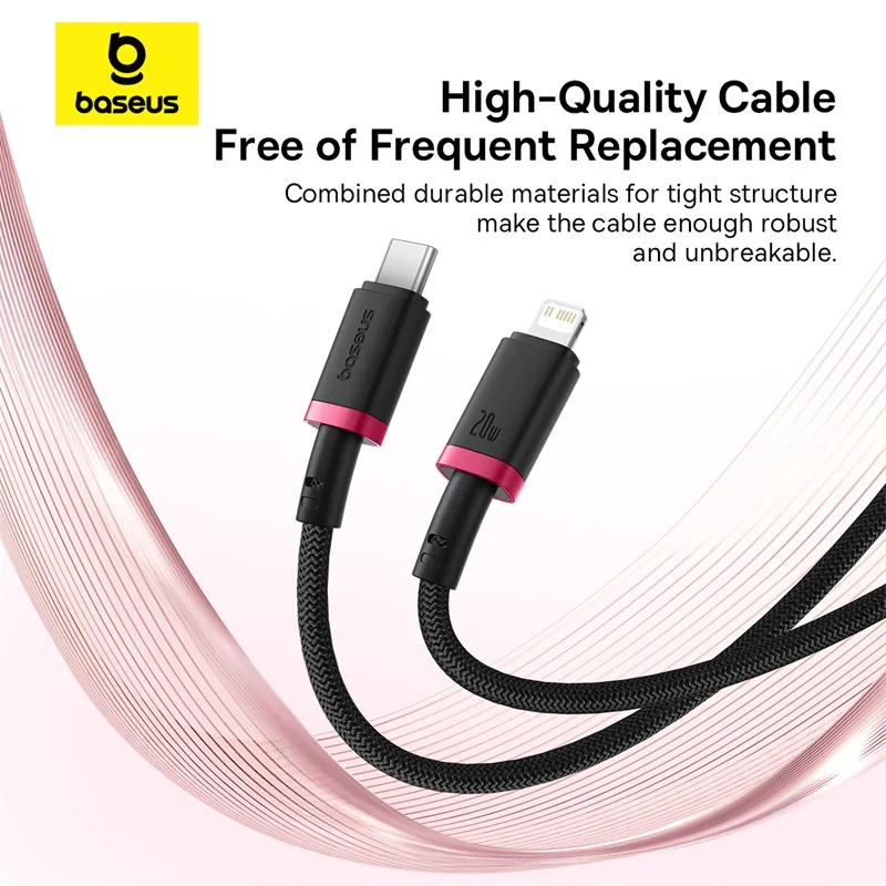 Baseus Dura Series Fast Charging Cable Type-C to iP 20W 2m Red+Black for Sale in Pakistan