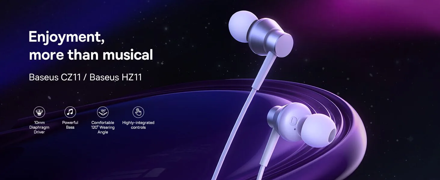 Baseus Encok CZ11 Wired Earphones Cluster Black for Sale in Pakistan