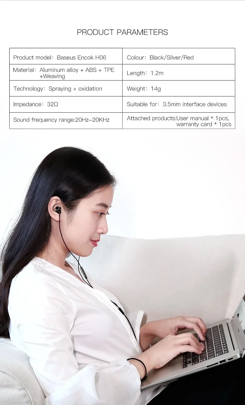 Baseus Encok H06 Side-In-Ear Earphone 6D Stereo Earbuds for Sale in Pakistan