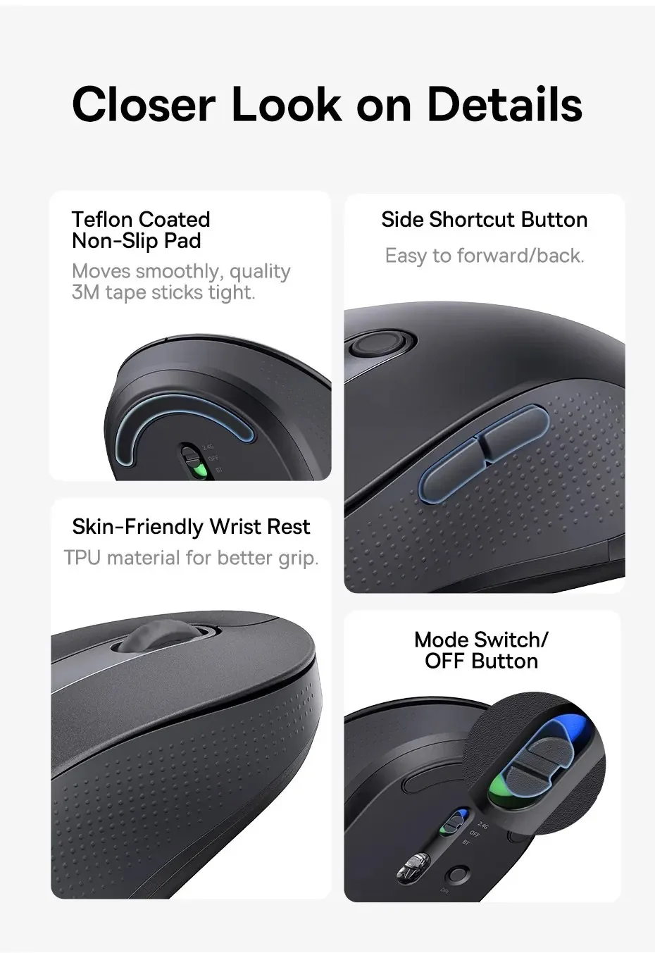 Baseus F02 Ergonomic Wireless Mouse Black for Sale in Pakistan