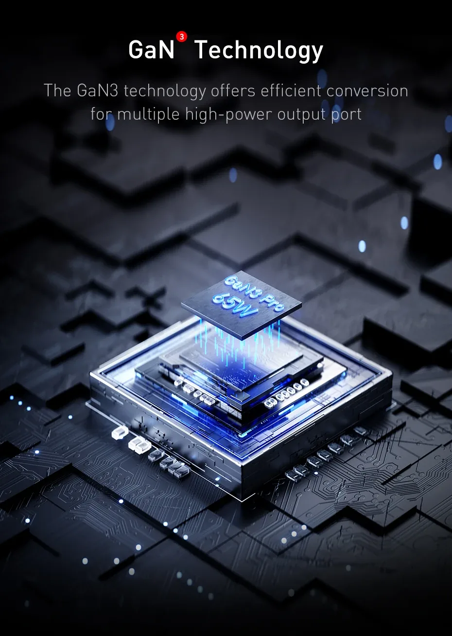 Baseus GaN3 Pro 65W 2U+2C Desktop Power Strip 65W for Sale in Pakistan