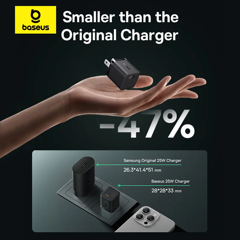 Baseus GaN5 Fast Charger 1C 25W US Cluster Black for Sale in Pakistan