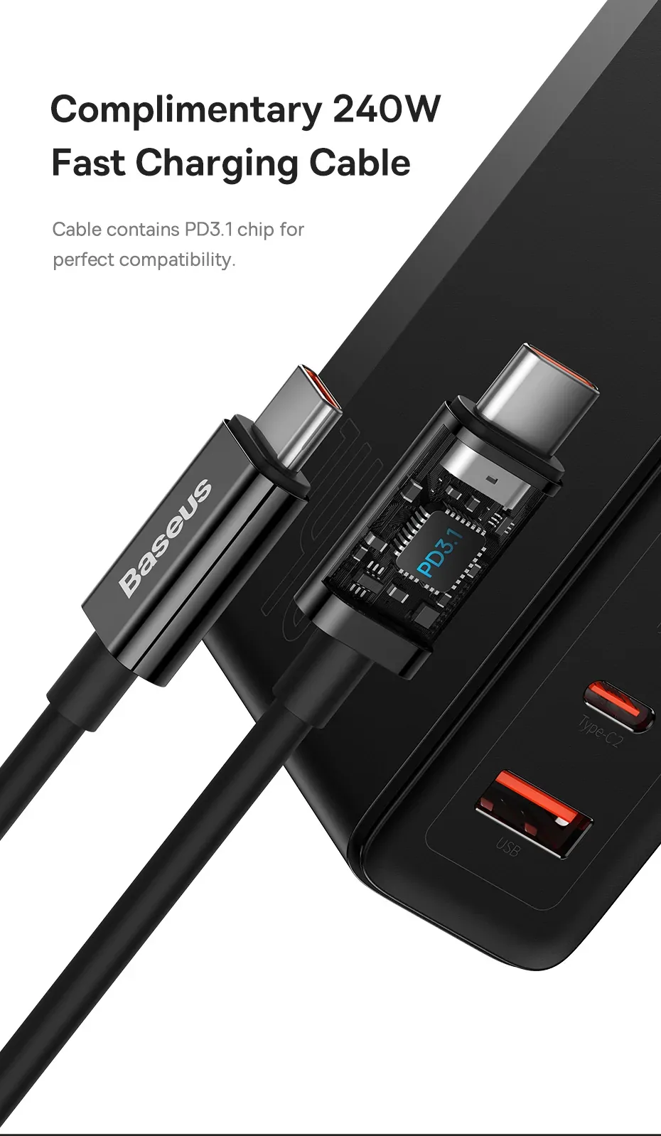 Baseus GaN5 Pro Fast Charger 2C+U 140W EU Black for Sale in Pakistan