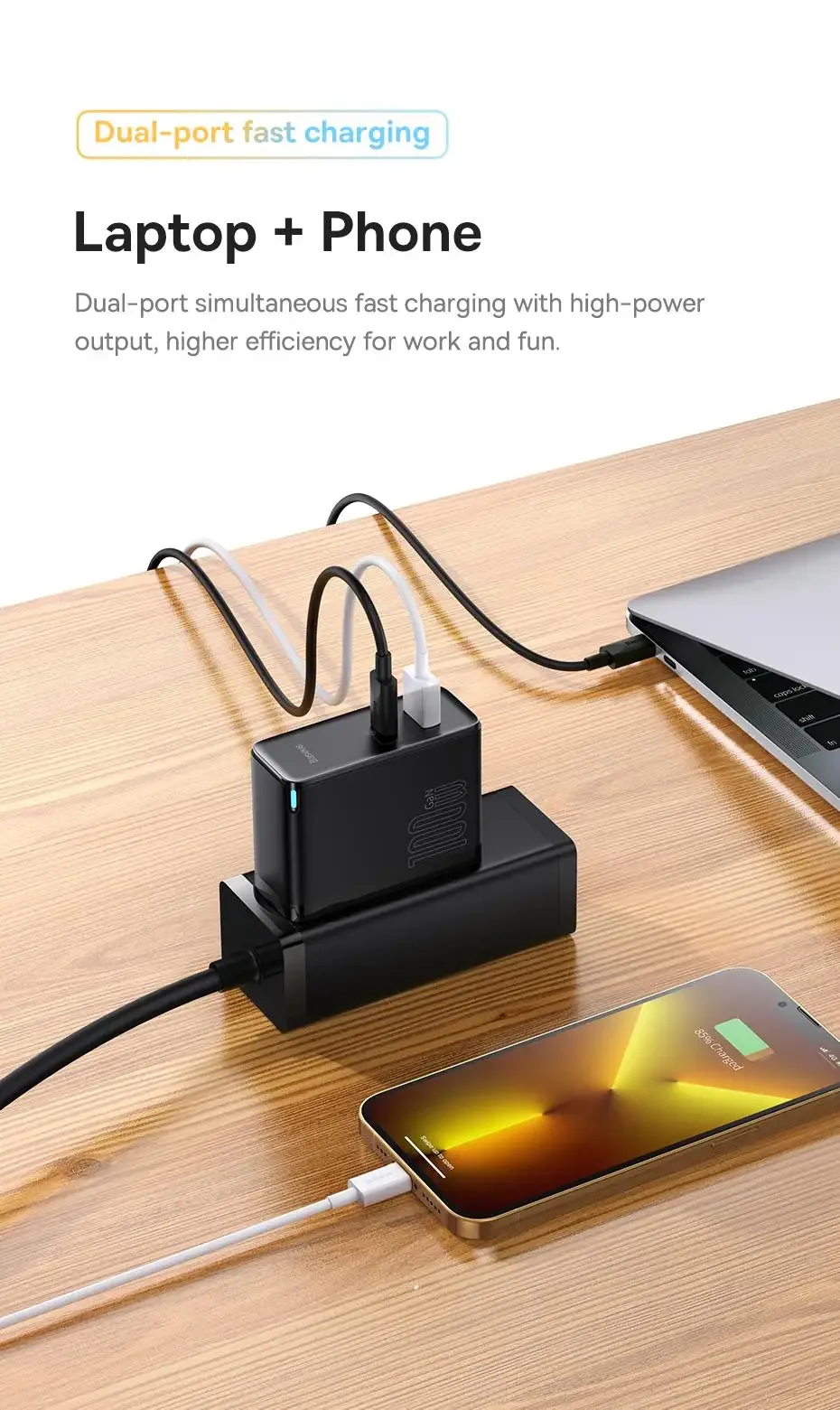 Baseus GaN5 Pro Fast Charger C+U 100W EU Black for Sale in Pakistan