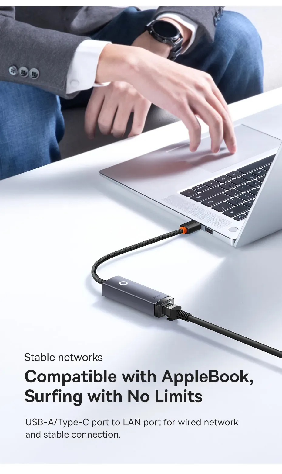 Baseus Lite Series Ethernet Adapter USB-A to RJ45 LAN Port (1000Mbps) for Sale in Pakistan