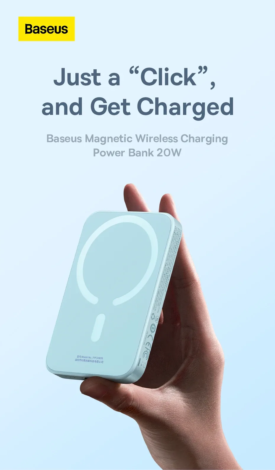 Baseus Magnetic Mini Wireless Fast Charge Power Bank 6000mAh 20W for Sale in Pakistan