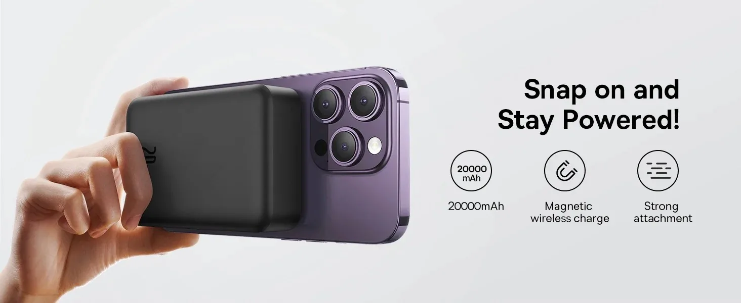 Baseus Magnetic Mini Wireless Power Bank 20000mAh 20W Black for Sale in Pakistan