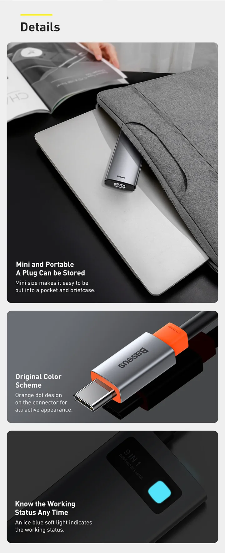 Baseus Metal Gleam Series 9 in 1 Multifunctional Type-C HUB Docking Station – CAHUB-CU0G for Sale in Pakistan