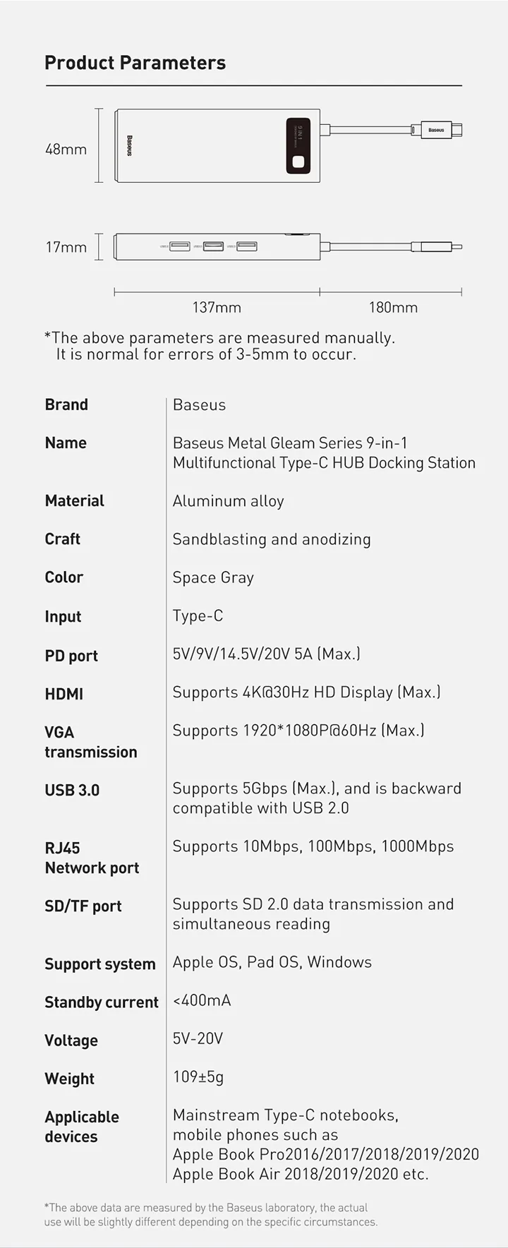 Baseus Metal Gleam Series 9 in 1 Multifunctional Type-C HUB Docking Station – CAHUB-CU0G for Sale in Pakistan