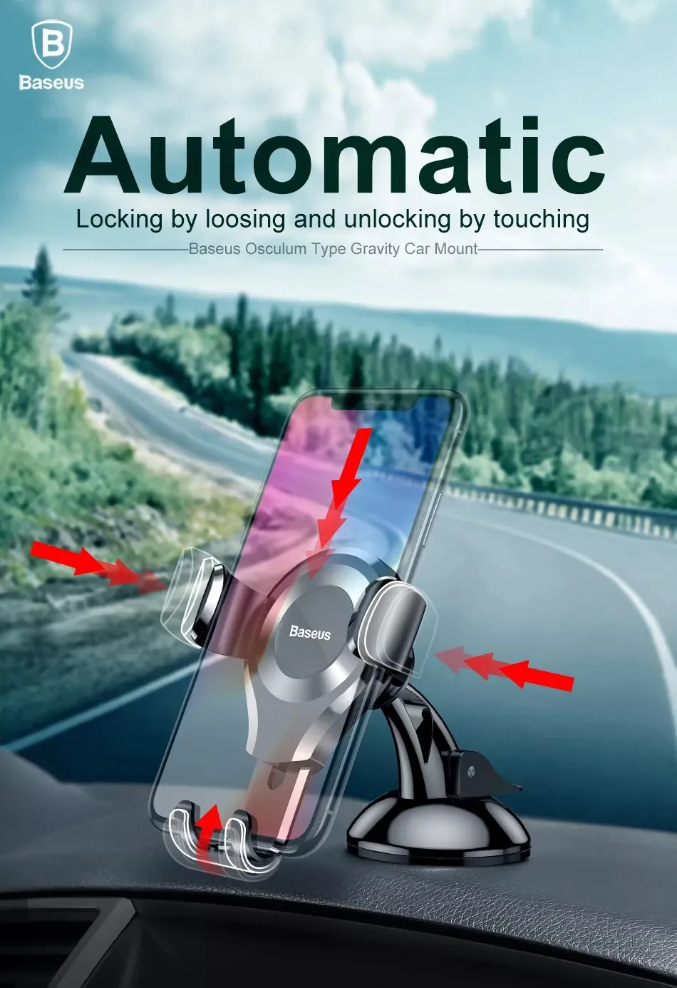 Baseus Osculum Type Gravity Car Mount Holder Black for Sale in Pakistan