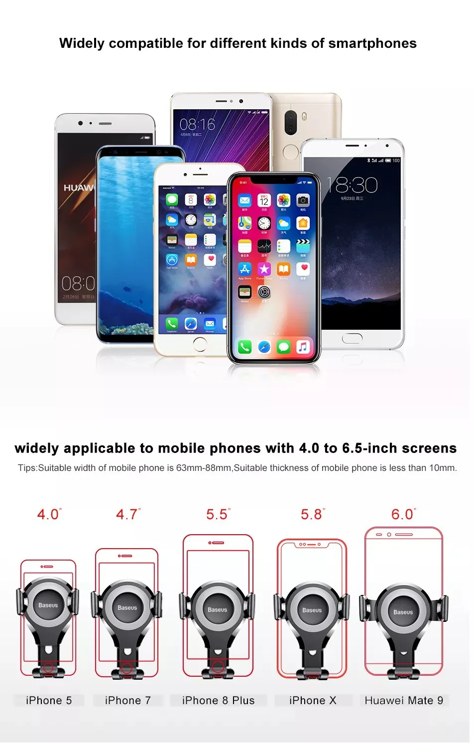 Baseus Osculum Type Gravity Car Mount Holder Black for Sale in Pakistan