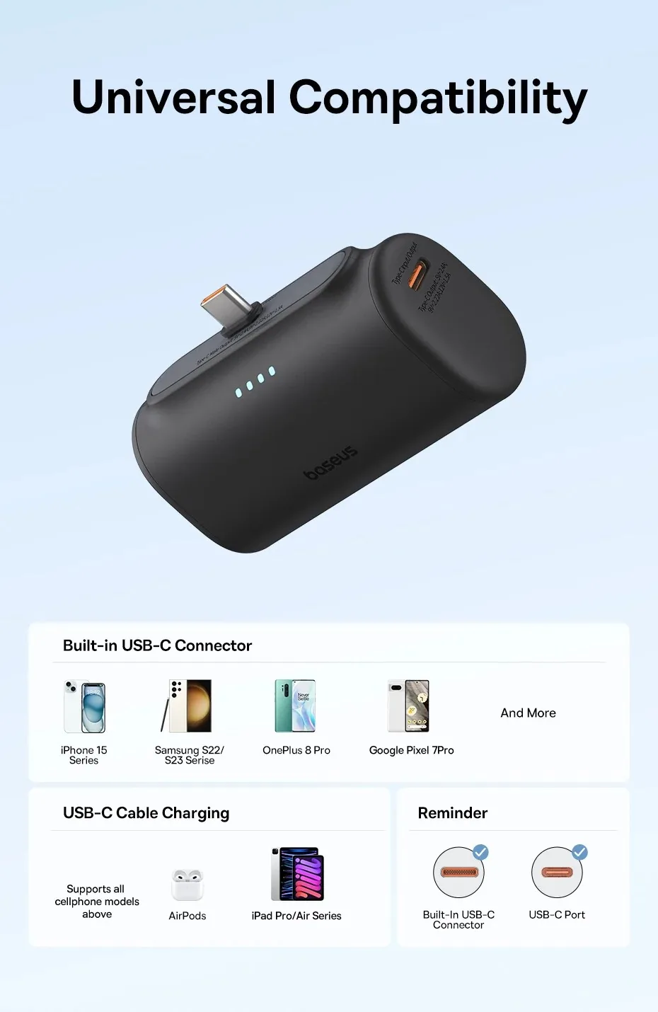 Baseus Power Bank 5000mAh Compact Type-C Edition 20W for Sale in Pakistan