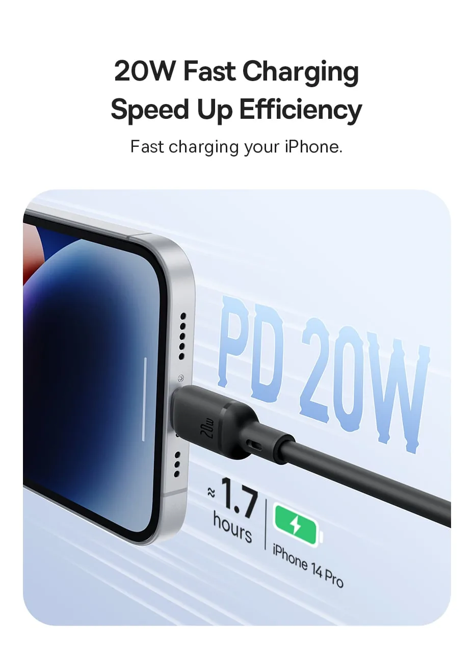 Baseus Silky Series Fast Charging Cable Type-C to IP 20W Moon White for Sale in Pakistan