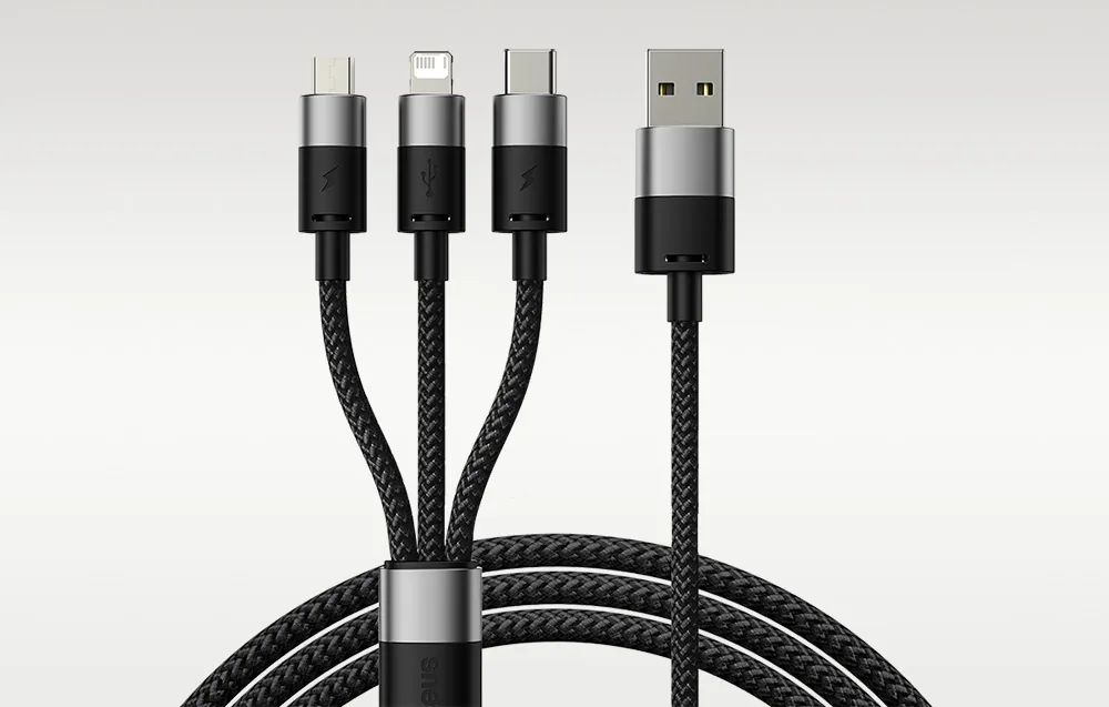 Baseus StarSpeed One-for-Three Fast Charge Cable USB-A to M+L+C 100W for Sale in Pakistan