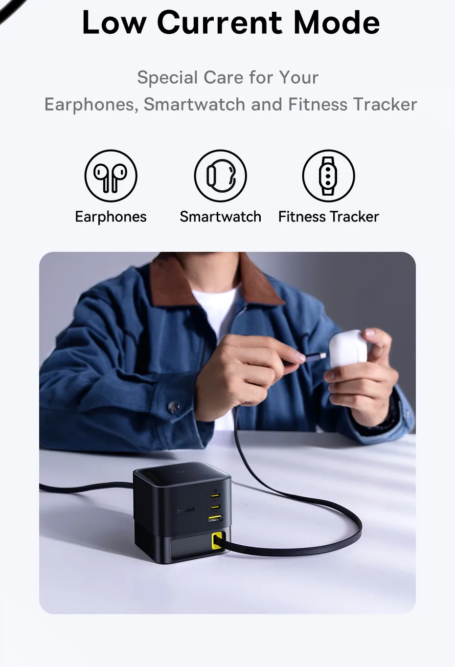 Baseus Super Gan 100W USB-C Retractable Cable Desktop Charger for Sale in Pakistan