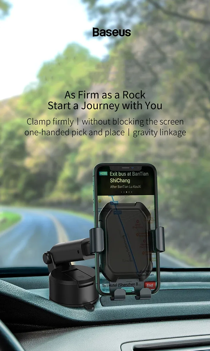 Baseus Tank Gravity Car Mount Holder With Suction Base Tarnish Black for Sale in Pakistan