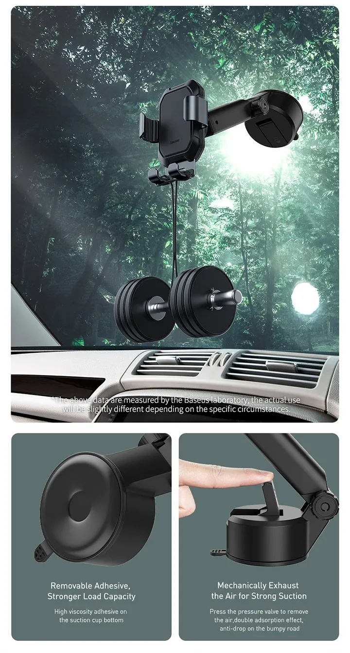 Baseus Tank Gravity Car Mount Holder With Suction Base Tarnish Black for Sale in Pakistan