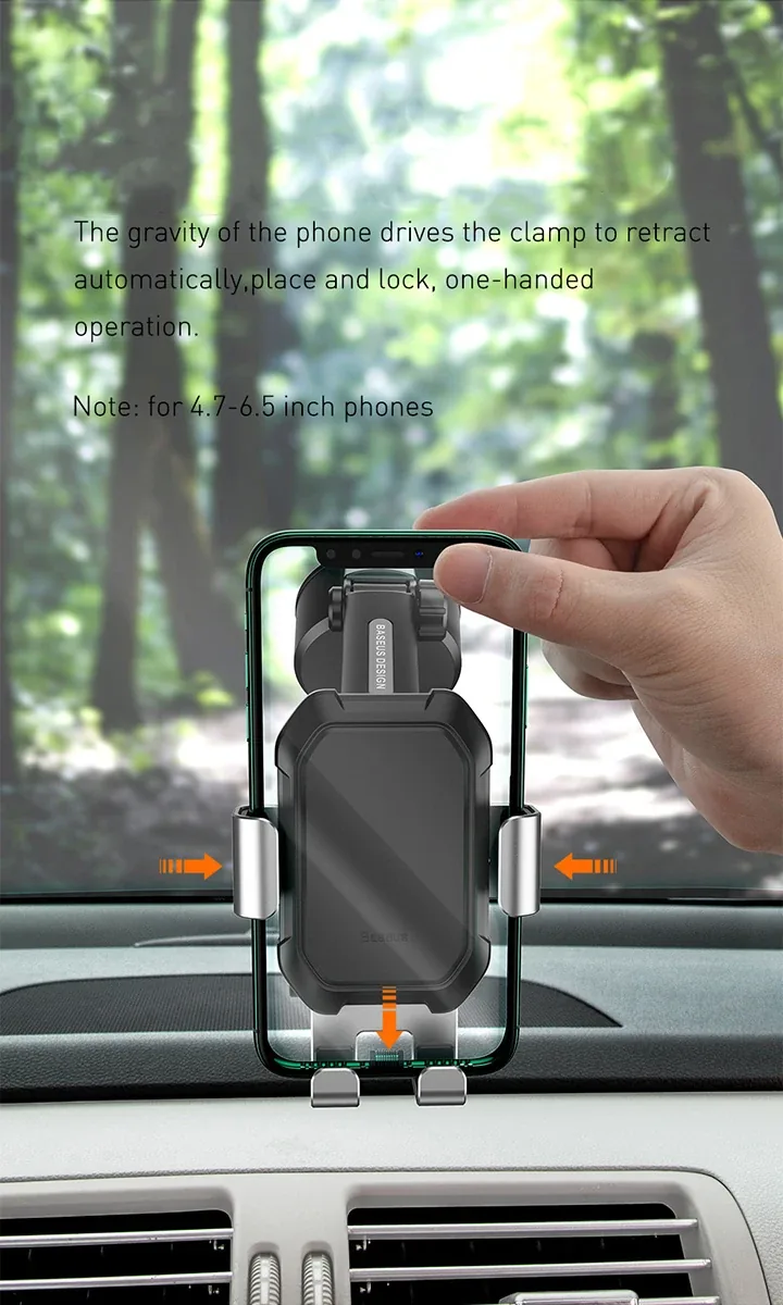 Baseus Tank Gravity Car Mount Holder With Suction Base Tarnish Black for Sale in Pakistan