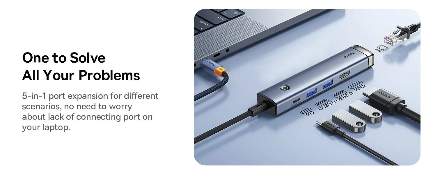 Baseus UltraJoy Series 5-Port HUB AIR Space Grey for Sale in Pakistan