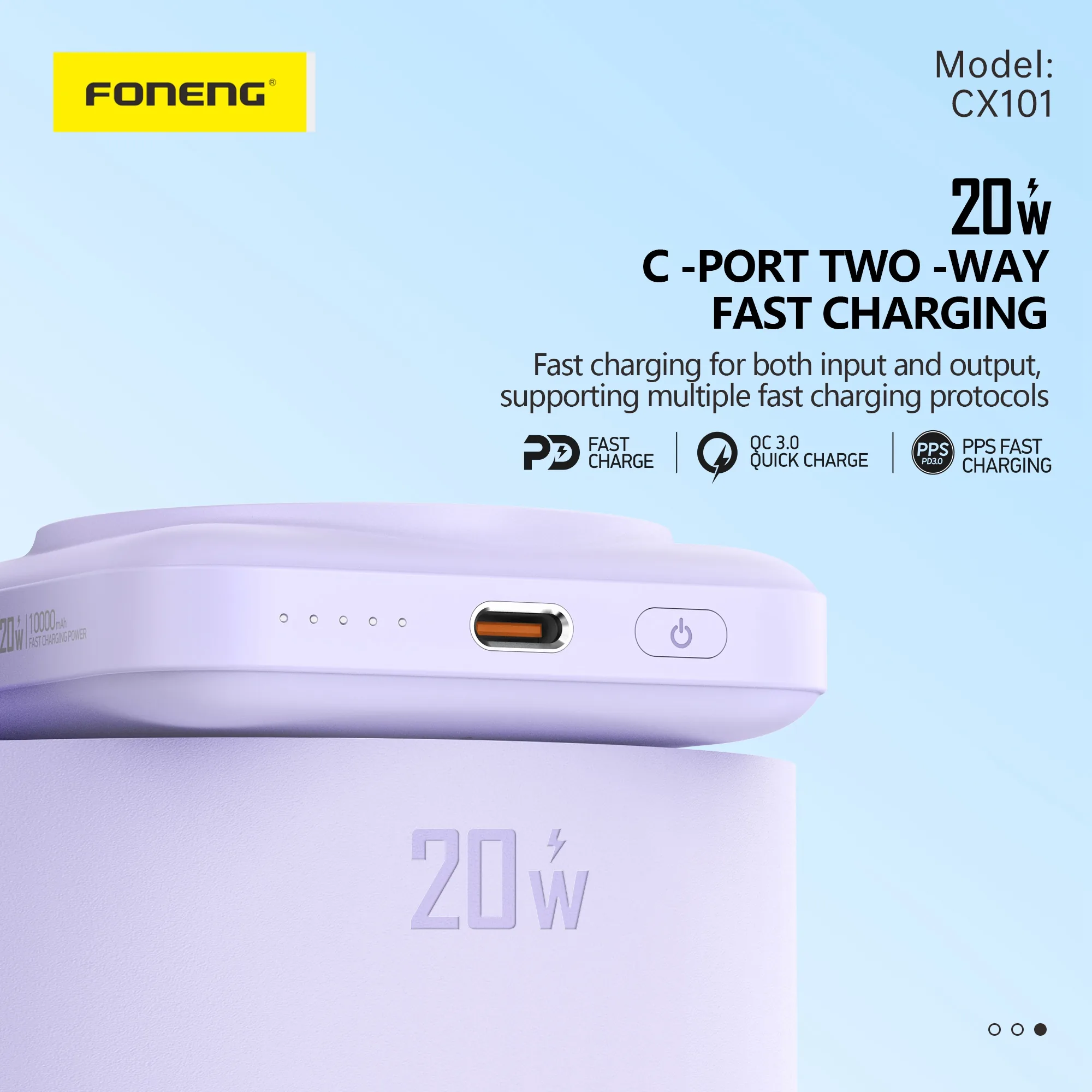 Foneng 10000mAh Magnetic Wireless Power Bank CX101 (15W) for Sale in Pakistan