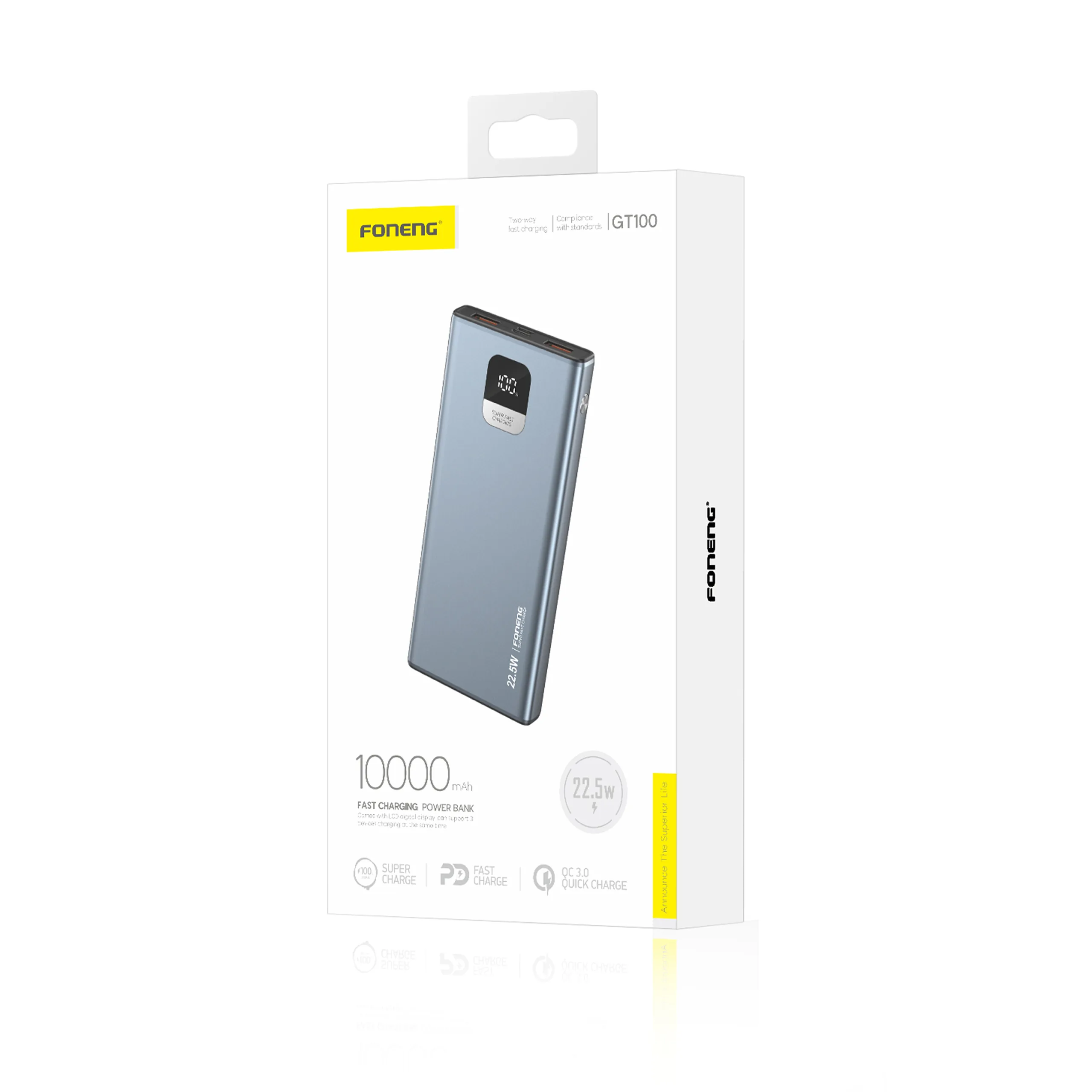 Foneng GT100 10000mAh Power Bank (22.5W & 3 Outputs) for Sale in Pakistan