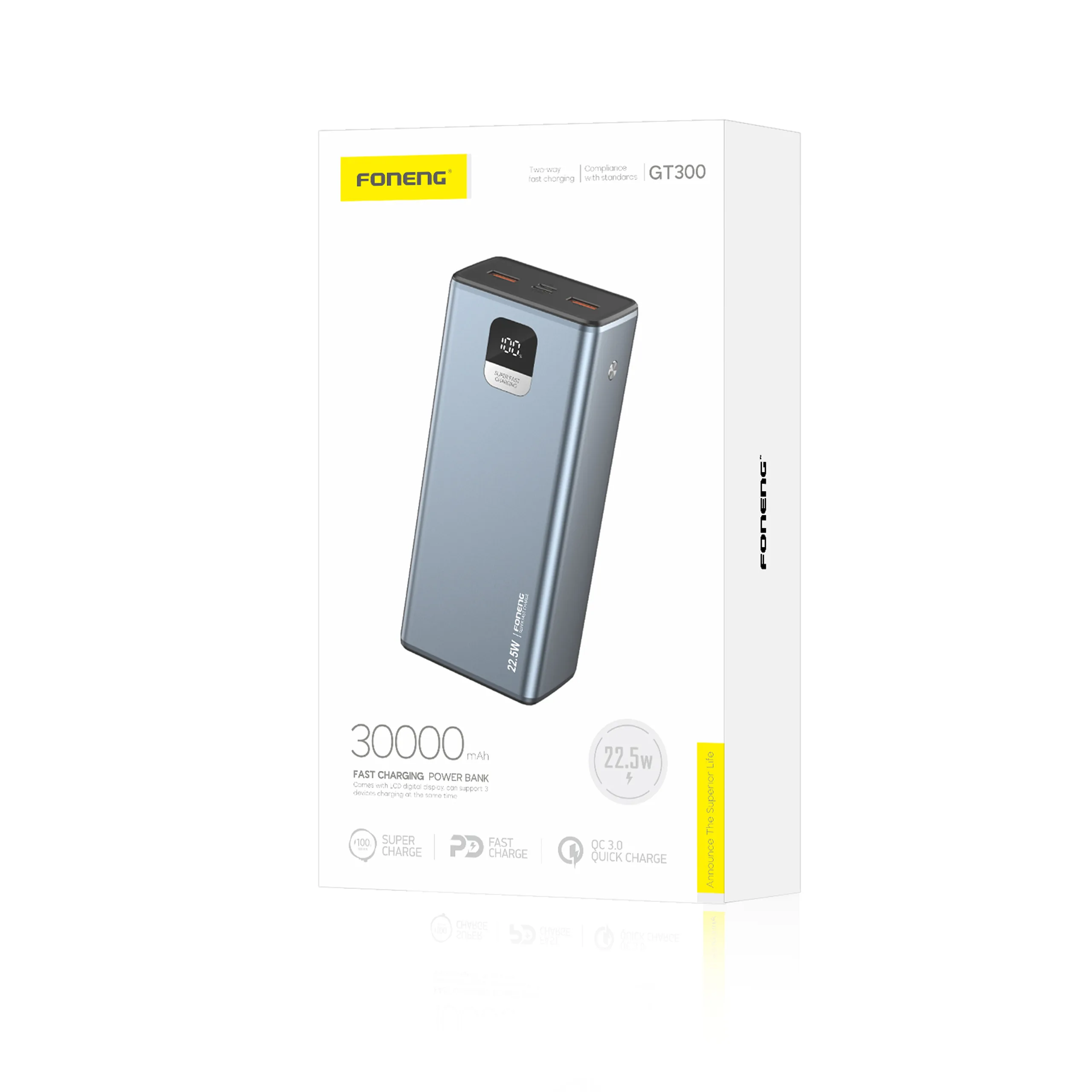 Foneng GT300 30000mAh Power Bank (22.5W & 3 Outputs) for Sale in Pakistan
