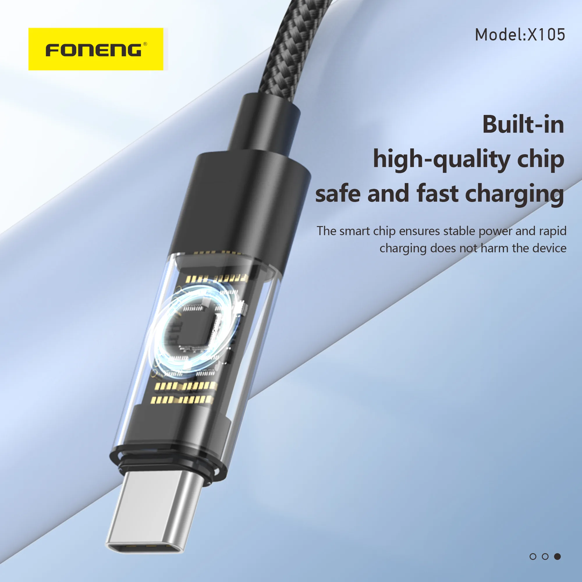 Foneng X105 1.2m Transparent Head Braided Cable (60W / PD27W) for Sale in Pakistan