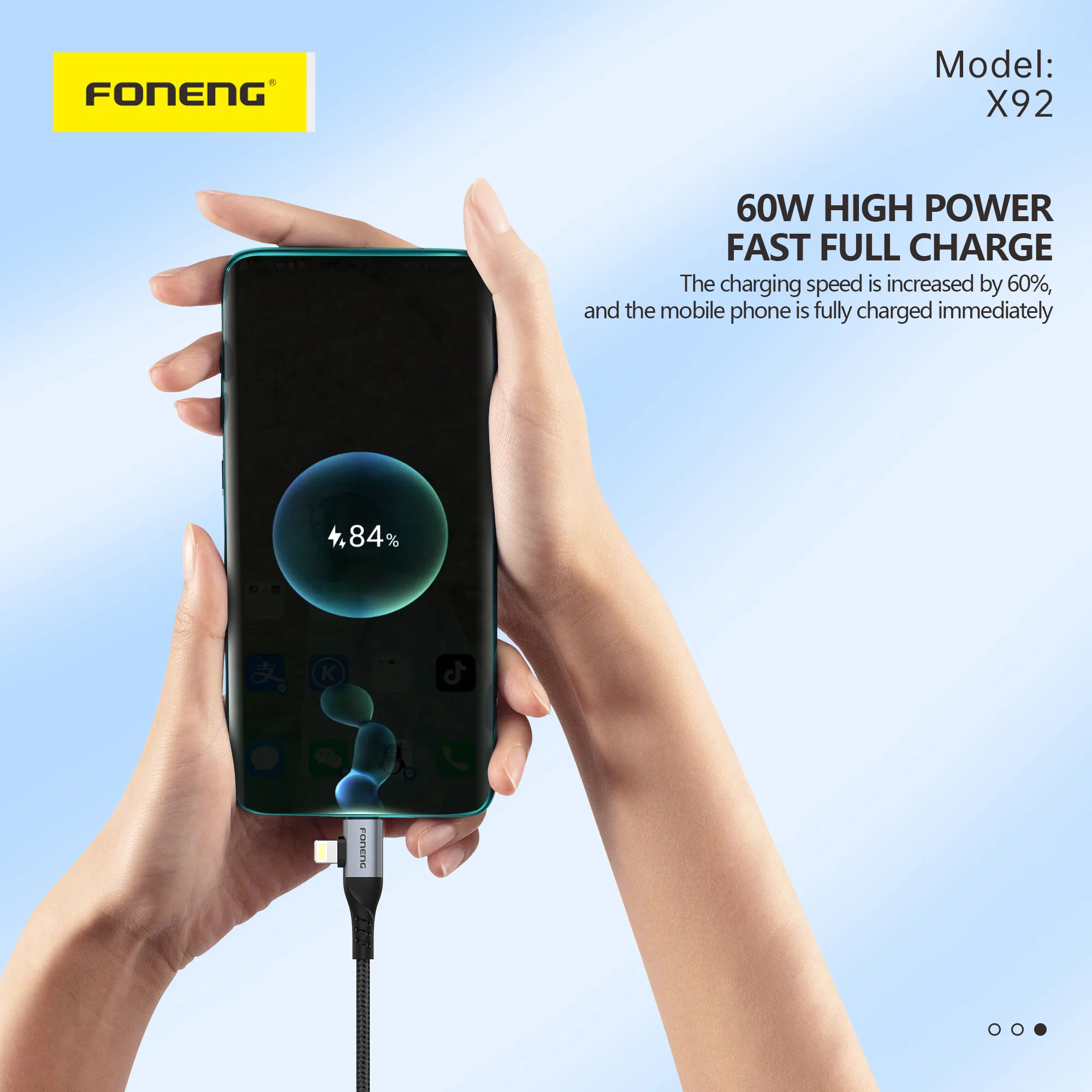 Foneng X92 4-in-1 Metal Head Braided Cable (60W,1Meter) for Sale in Pakistan