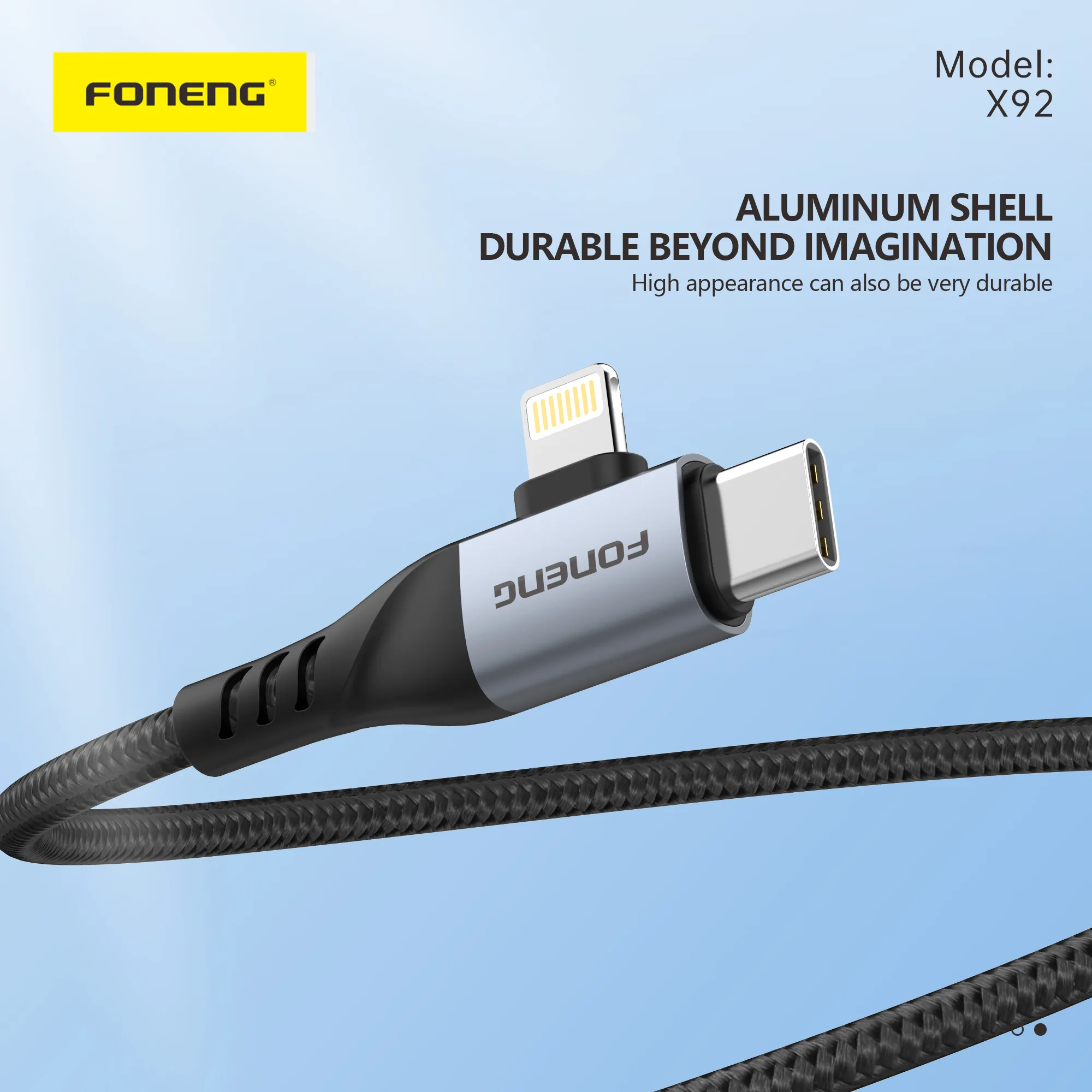 Foneng X92 4-in-1 Metal Head Braided Cable (60W,1Meter) for Sale in Pakistan