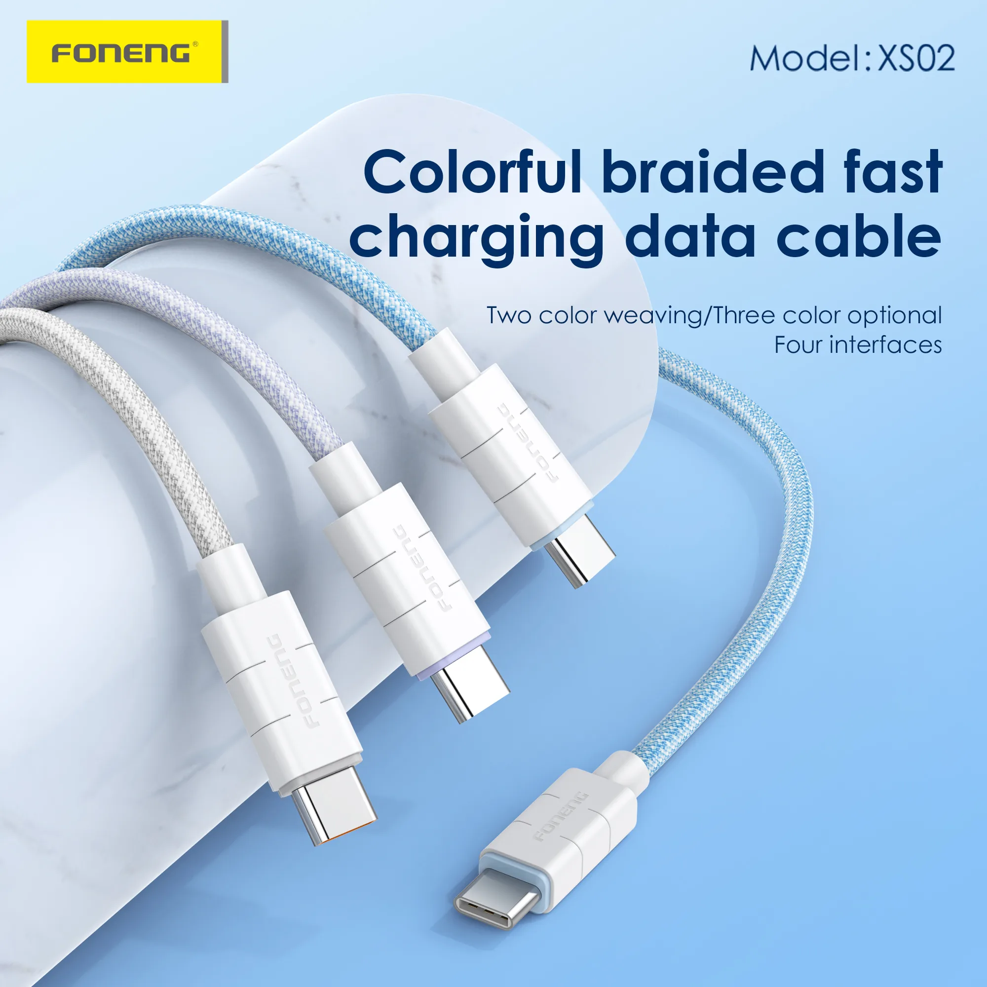 Foneng XS02 C to C Braided Fast Charge Cable (60W / 27W / 3A / 2.4A) for Sale in Pakistan