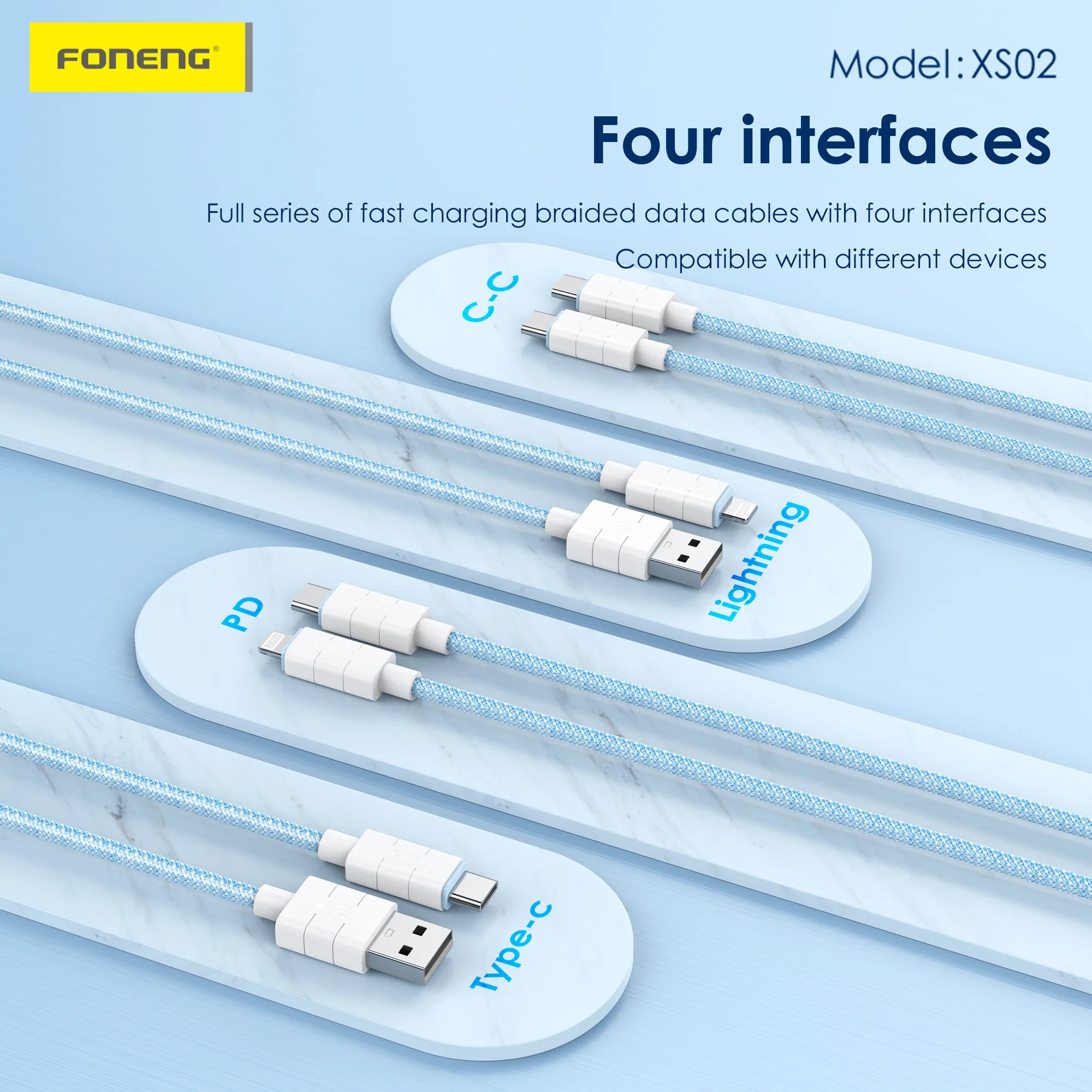 Foneng XS02 C to C Braided Fast Charge Cable (60W / 27W / 3A / 2.4A) for Sale in Pakistan