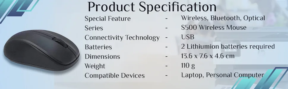 HP Mouse Wireless S500 Black for Sale in Pakistan