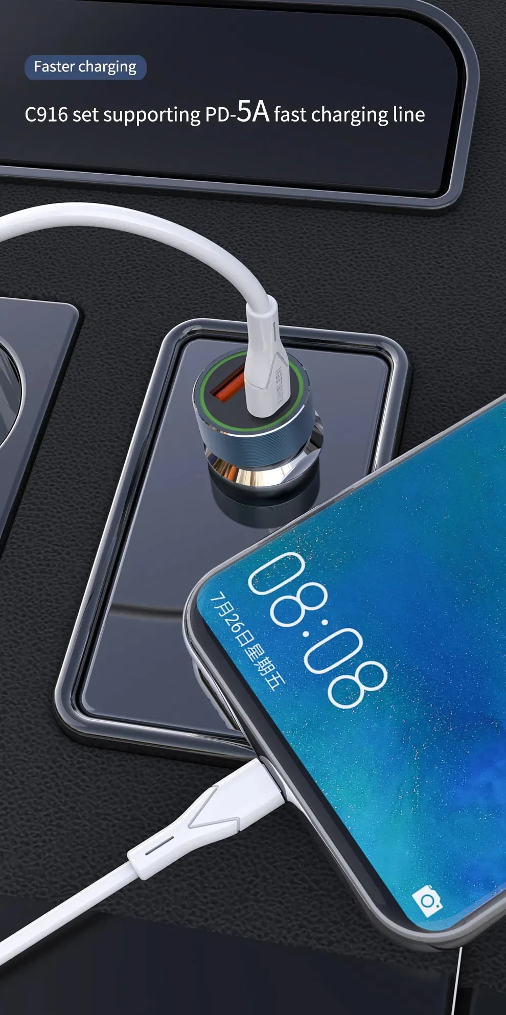 Kingleen 18W PD+QC 3.0 Fast Car Charger C925i for Sale in Pakistan