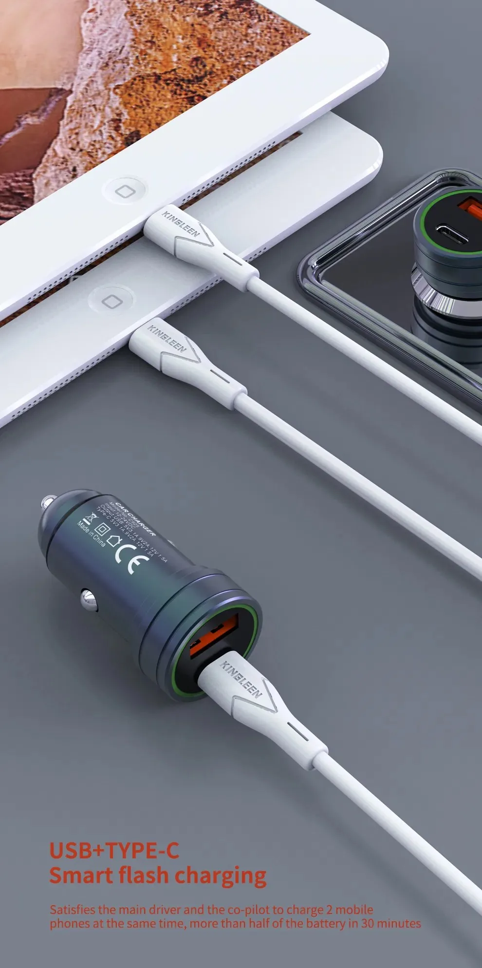 Kingleen 18W PD+QC 3.0 Fast Car Charger C925i for Sale in Pakistan