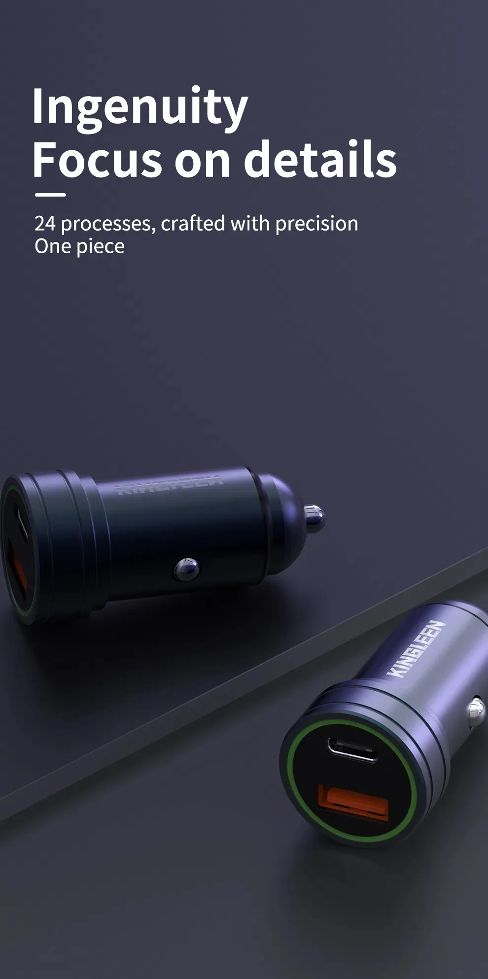 Kingleen 18W PD+QC 3.0 Fast Car Charger C925i for Sale in Pakistan