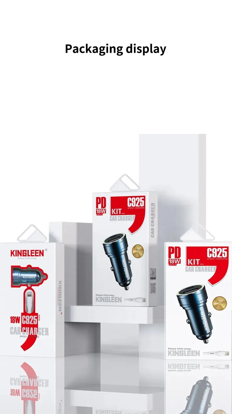 Kingleen 18W PD+QC 3.0 Fast Car Charger C925i for Sale in Pakistan