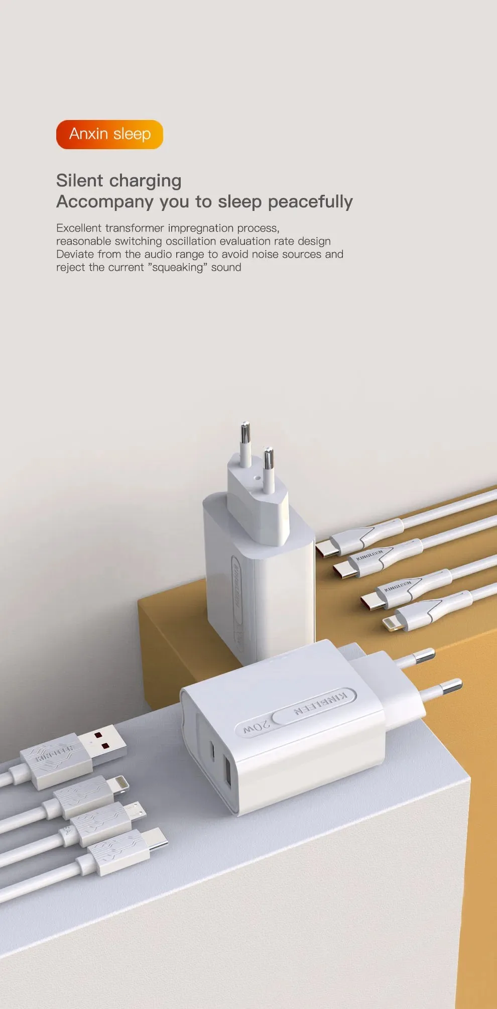 Kingleen Dual Port Fast Charger 20W PD+USB 3.0 E30 for Sale in Pakistan