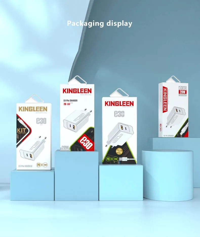 Kingleen Dual Port Fast Charger 20W PD+USB 3.0 E30 for Sale in Pakistan