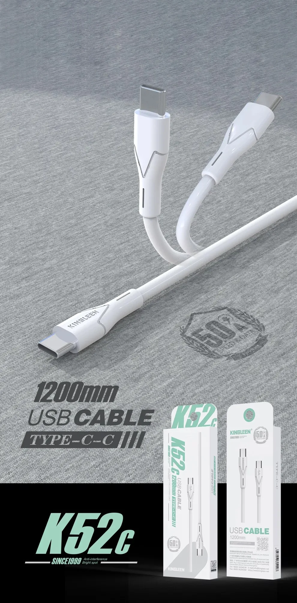 KINGLEEN TYPE C TO TYPE C 60W DATA CABLE 1Meter K26C for Sale in Pakistan