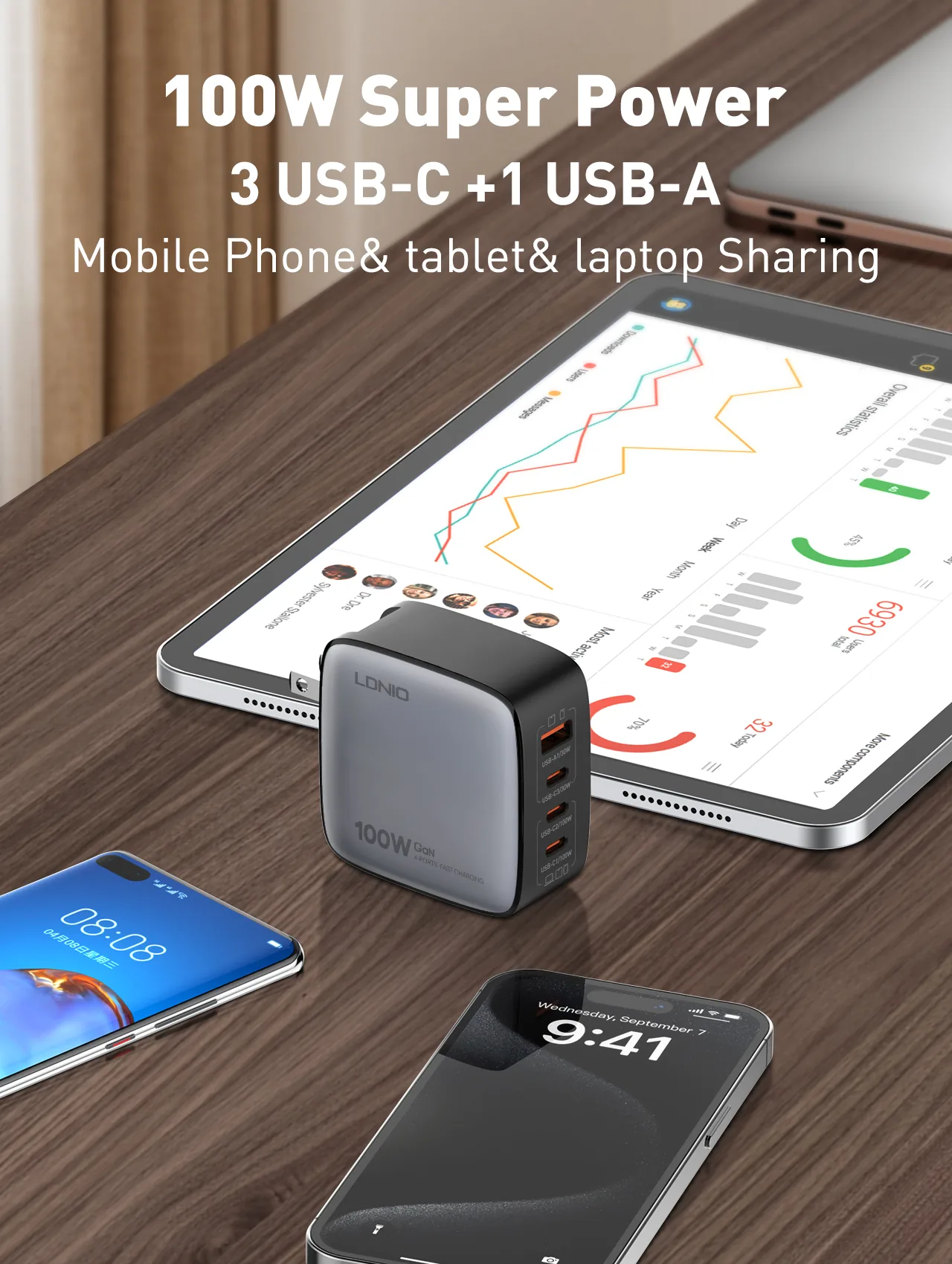 LDNIO 100W GaN Super Fast Charger Q408 for Sale in Pakistan