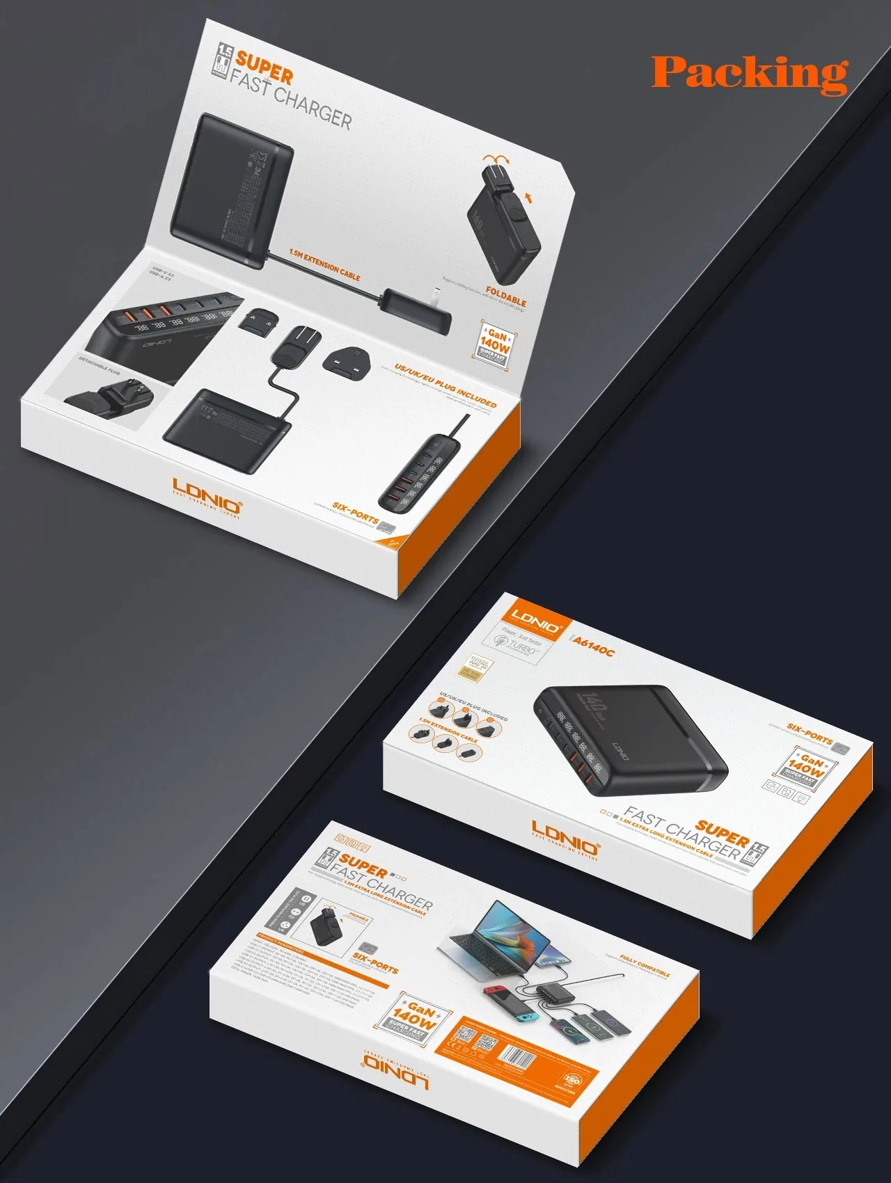 LDNIO 140W GaN Super Fast Desktop Charger A6140C for Sale in Pakistan