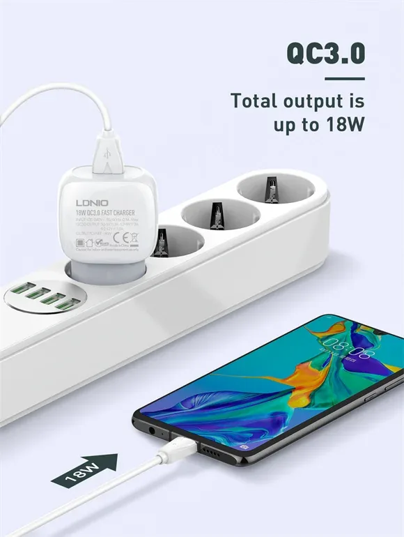 LDNIO 18W QC3.0 Fast Charger A1306Q for Sale in Pakistan