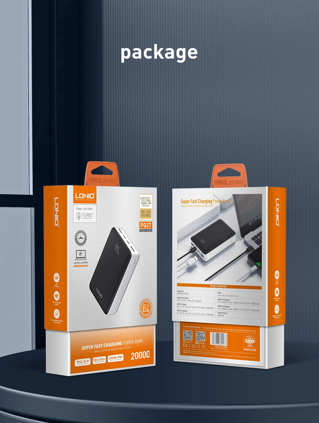 LDNIO 20000mAh 65W Fast charging Power Bank PQ27 for Sale in Pakistan