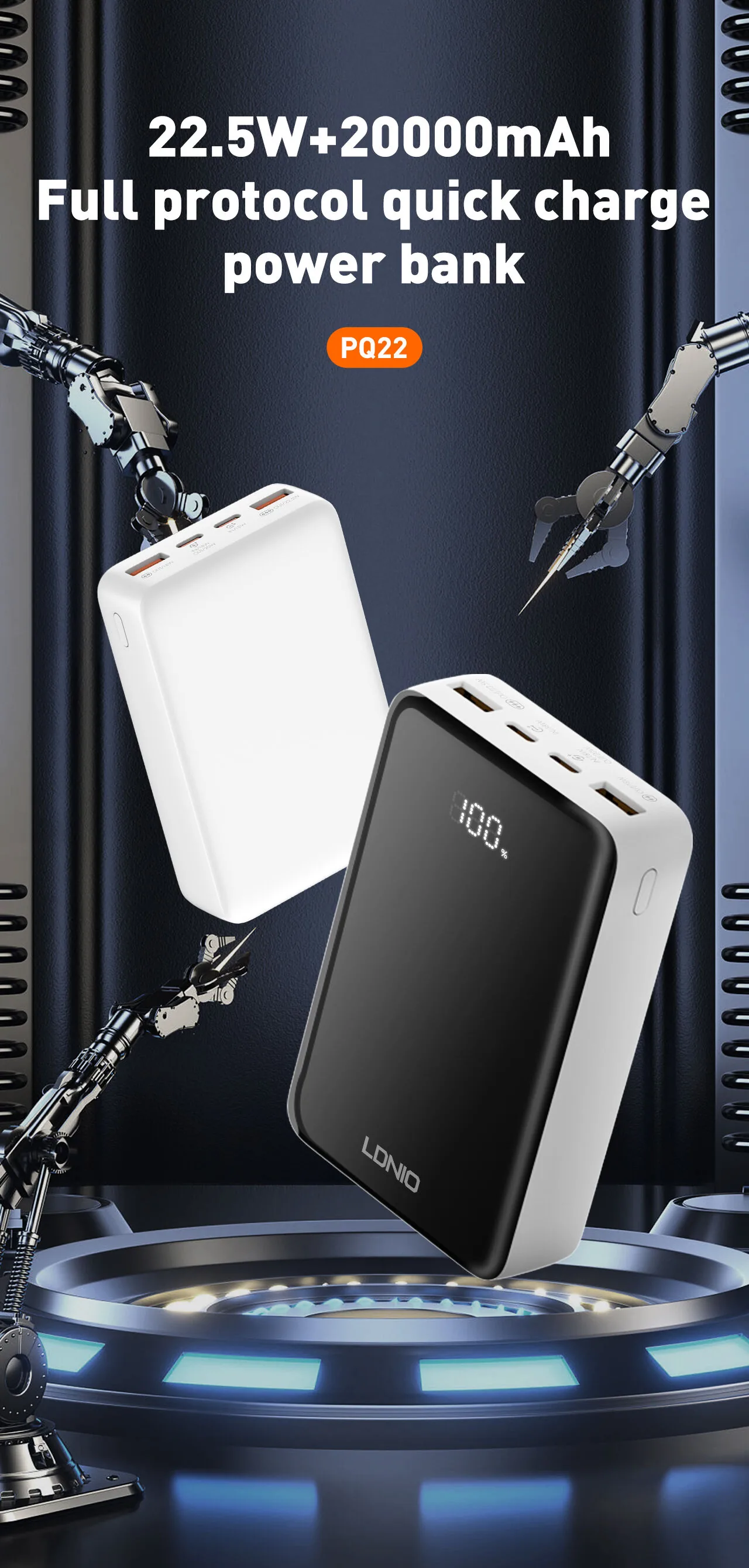 LDNIO 20000mAh Digital Display Power Bank PQ22 for Sale in Pakistan