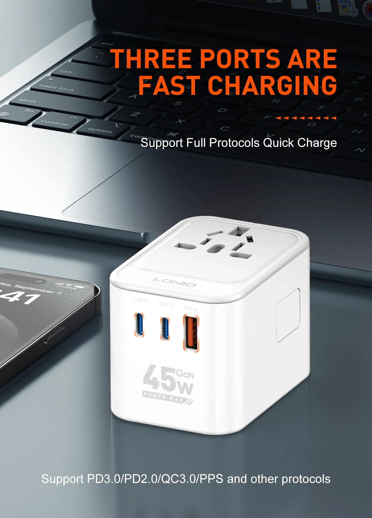 Ldnio 45W GaN Travel Adapter Z8 for Sale in Pakistan