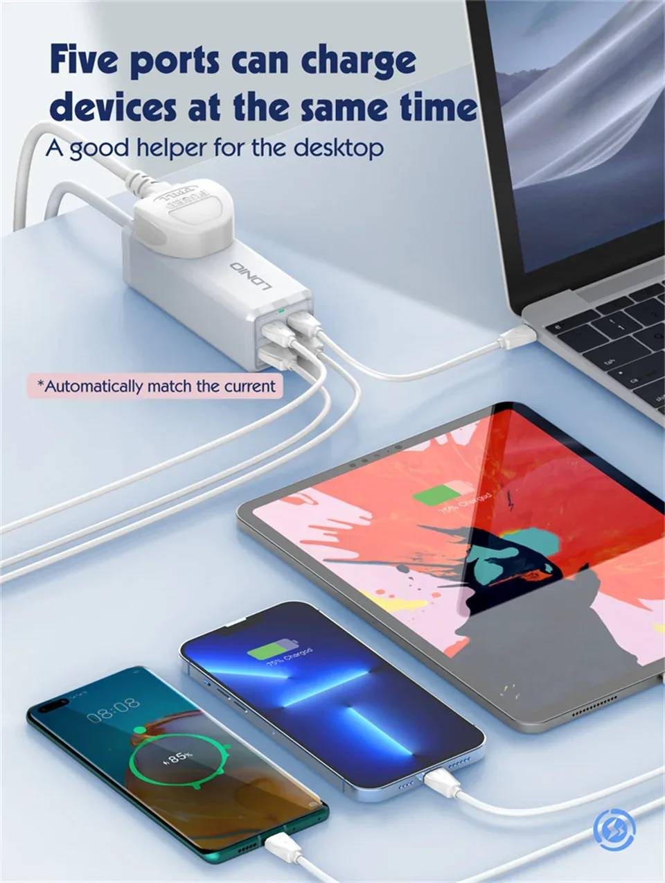 LDNIO 65W Desktop Power Strip SC1418 White for Sale in Pakistan