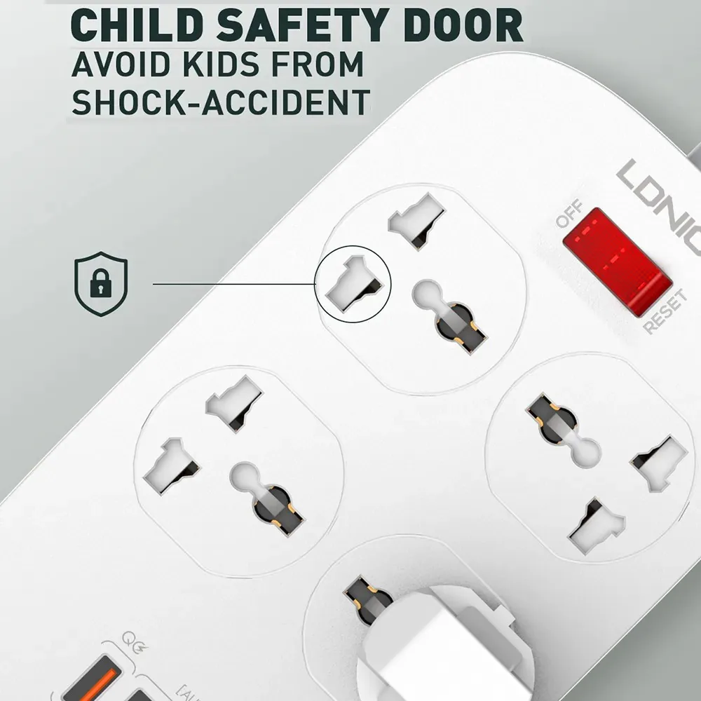 LDNIO SC4407 Heavy Duty Power Socket Extension 4 Power Plug Socket & 4-USB Port with 2M Cord for Sale in Pakistan