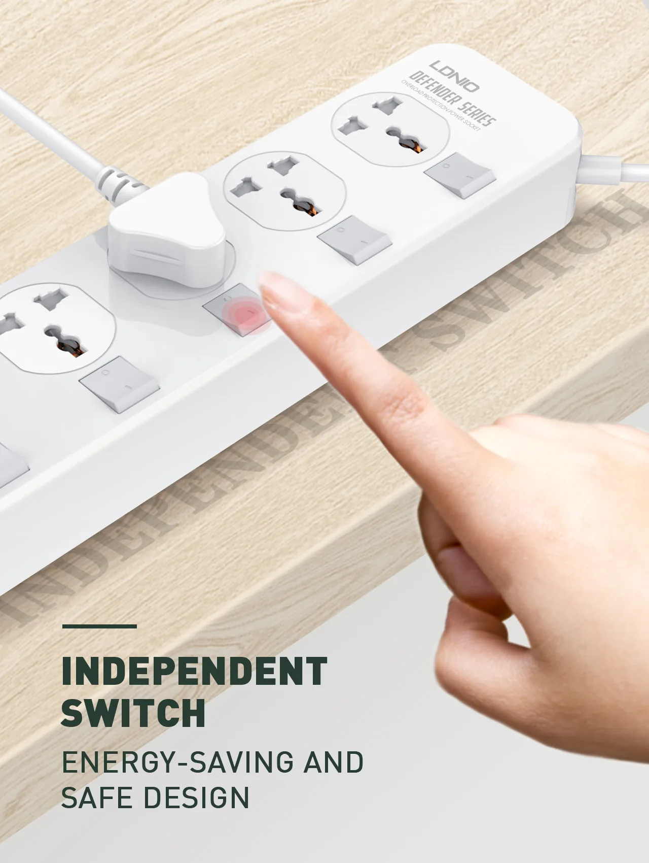 LDNIO SC4408 Power Socket Extension 4 Power Sockets & 4 USB-A With 2m Power Cord for Sale in Pakistan