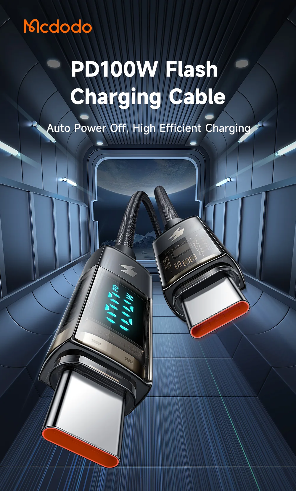 Mcdodo CA-3611 Type-C To Type-C 100W Digital Display Charging Data Cable for Sale in Pakistan
